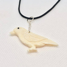 Load image into Gallery viewer, White Raven Carved Bone W / Sterling Silver Pendant 510804S - PremiumBead Primary Image 1

