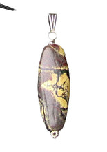 Load image into Gallery viewer, Gorgeous! Yellow W/Black and Rust Matrix Turquoise Silver Pendant! 006520E
