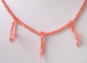 AAA Natural Salmon Branch Coral & Sterling Silver 18 inch Necklace 202600 - PremiumBead Alternate Image 2