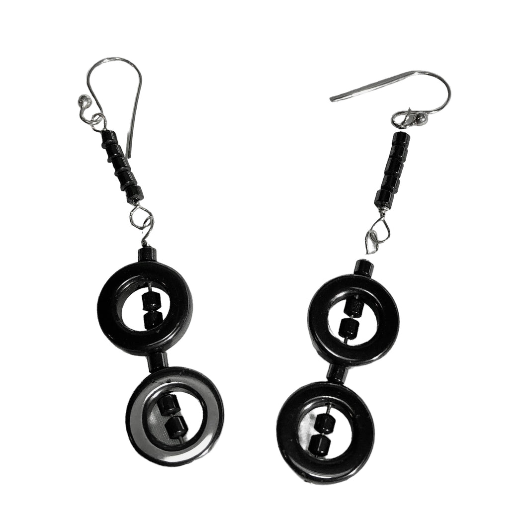 Hematite and Sterling Silver Earrings Very Chic 310655