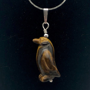March of The Penguins Tigereye Sterling Silver Pendant | 1 3/8" Long | Bronze | - PremiumBead Alternate Image 4