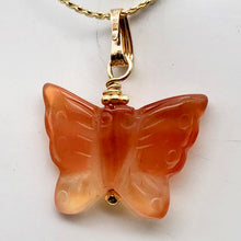 Load image into Gallery viewer, Carnelian Agate Butterfly Pendant Necklace | Semi Precious Stone |14k gf Pendant - PremiumBead Alternate Image 4
