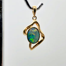 Load image into Gallery viewer, Red and Green Fine Opal Fire Flash 14K Gold Pendant - PremiumBead Alternate Image 7
