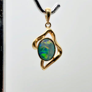Red and Green Fine Opal Fire Flash 14K Gold Pendant - PremiumBead Alternate Image 7