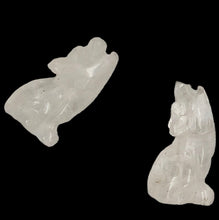 Load image into Gallery viewer, Howling New Moon 2 Carved Clear Quartz Wolf Coyote Beads | 21x11x8mm | Clear
