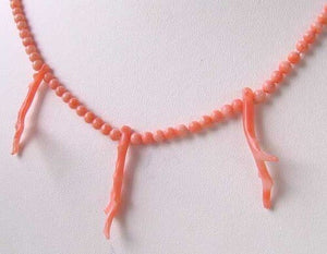 AAA Natural Salmon Branch Coral & Sterling Silver 18 inch Necklace 202600 - PremiumBead Alternate Image 3