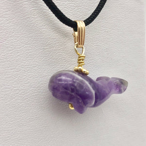 Amethyst Whale Pendant Necklace | Semi Precious Stone Jewelry | 14k Pendant - PremiumBead Alternate Image 2