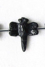 Load image into Gallery viewer, Fab 2 Hand Carved Onyx Dragonfly Briolette Beads | 23x18x5mm-26x21x4mm | Black - PremiumBead Primary Image 1
