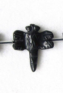 Fab 2 Hand Carved Onyx Dragonfly Briolette Beads | 23x18x5mm-26x21x4mm | Black - PremiumBead Primary Image 1