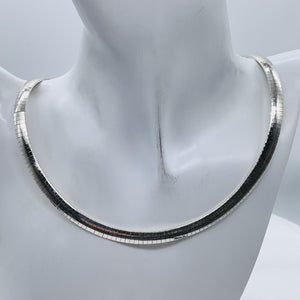 Italian 32 Grams Shimmering Solid Sterling Silver 6mm Omega Necklace | 20 Inch |