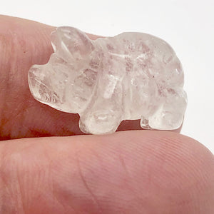Carved Quartz Pig Semi Precious Gemstone Bead Figurine! | 21x13x9.5mm | Clear