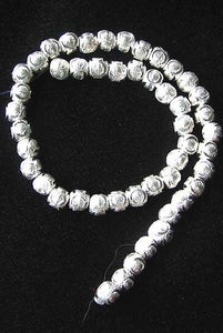 Glitter Laser Cut Sterling Silver Bead 8" Strand (48 Beads) 108595 - PremiumBead Primary Image 1
