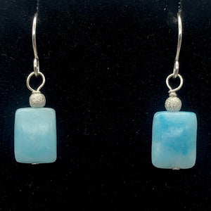 Hemimorphite, Flat Rectangle Bead Drop/Dangle Earrings | 1 1/4" Long | Blue |
