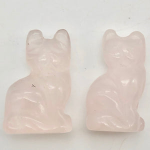 Adorable! Rose Quartz Sitting Carved Cat Figurine | 21x14x10mm | Pink - PremiumBead Alternate Image 4