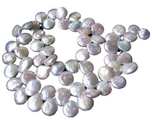 Load image into Gallery viewer, Vibrant White top Drilled Freshwater Coin Briolette Pearl Strand 108320
