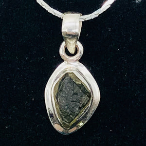 Moldavite Sterling Silver Drop | 1" Long | Green | 1 1" Long |