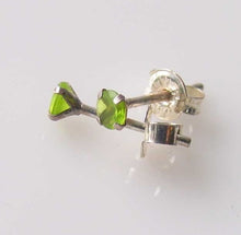 Load image into Gallery viewer, August! 3mm Created Peridot &amp; Silver Earrings 10146H - PremiumBead Primary Image 1
