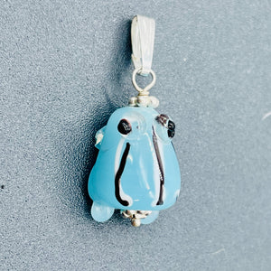 Lampwork Frog Sterling Silver Frog | 1" Long | Periwinkle Blue | 1 Pendant |