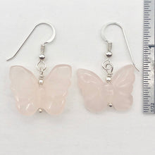 Load image into Gallery viewer, Flutter Rose Quartz Butterfly Sterling Silver Earrings | 1 1/4 inch long | - PremiumBead Alternate Image 4
