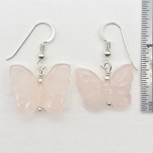 Flutter Rose Quartz Butterfly Sterling Silver Earrings | 1 1/4 inch long | - PremiumBead Alternate Image 4