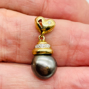 South Sea Pearl 14K Gold Drop Pendant | 1" Long | Gray | 1 Pendant |