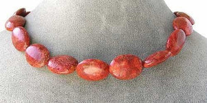 4 Red Sponge Coral Skipping Stone Beads 7039 - PremiumBead Alternate Image 2