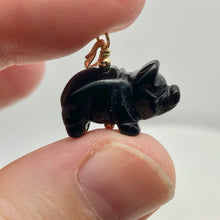 Load image into Gallery viewer, Black Obsidian Pig Pendant Necklace |Semi Precious Stone Jewelry|14k gf Pendant| - PremiumBead Alternate Image 4
