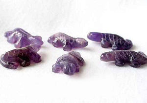 Charming 2 Carved Natural Amethyst Lizard Beads | 27x15x7mm | Purple - PremiumBead Primary Image 1