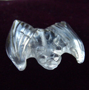 Hand Carved Natural Quartz Bat Bead Figurine | 21x16x5mm | Clear