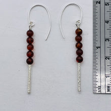 Load image into Gallery viewer, Amber 5 Beads Sterling Silver Drop/Dangle Earrings | 1 3/4&quot; Long | Red |
