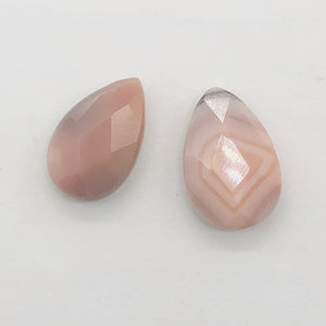 2 Pink Botswana Agate Faceted Briolette Beads 6768