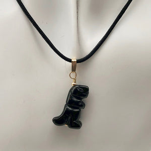 Black Obsidian T- Rex Pendant Necklace|Semi Precious Jewelry| 14k gf Pendant | - PremiumBead Alternate Image 5
