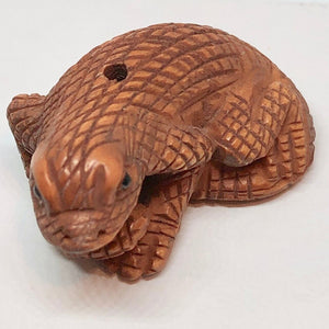 Intricate Carved & Signed Boxwood Lizard Ojime/Netsuke Bead - PremiumBead Primary Image 1