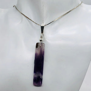 Chevron Amethyst Sterling Silver Rectangle | 3" Long | Purple/White | 1 Pendant|