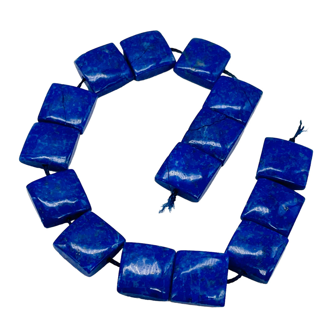 Lapis Lazuli Square | 13x13x5mm | Blue Silver | 5 Half Strand