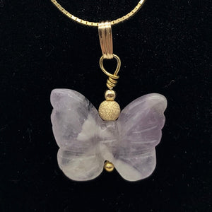 Flutter Carved Light Purple Amethyst Butterfly 14K Gold Filled Pendant 509256AMG - PremiumBead Alternate Image 2