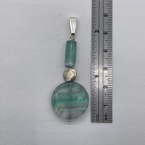 Fluorite Sterling Silver Striped Dangle Pendant | 2" Long | Blue/Purple | 1 |