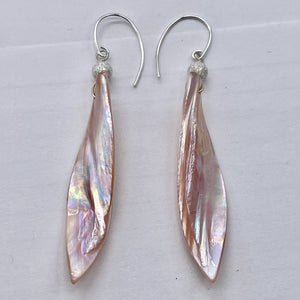 Designer Pink Mussel Shell & Sterling Silver Earrings | 2 3/4" Long |