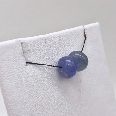 Rare Tanzanite Smooth Roundel Beads | 2 Bds | 8.5x6mm| Blue | ~7.5 cts | 10387C - PremiumBead Primary Image 1
