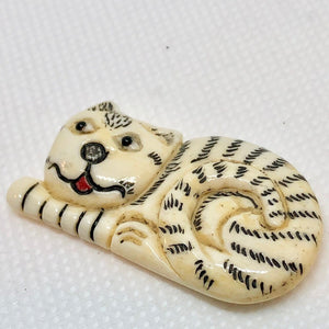 1 "Cheshire Cat" Carved & Scrimshawed Waterbuffalo Bone Bead 010710L - PremiumBead Alternate Image 2
