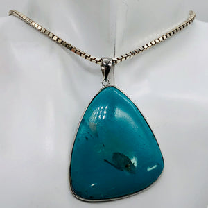 Natural Turquoise 65ct Sterling Silver Pendant | 2 1/4x1 3/4" | Blue/Clear | 1 |