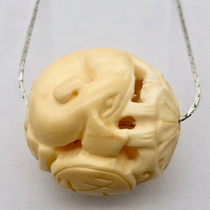 Carved Chinese Zodiac Year of the Dog Water Buffalo Bone Bead|30mm|Cream|1 Bead| - PremiumBead Alternate Image 4