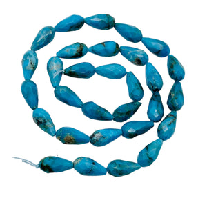 Natural Turquoise Faceted Teardrop Bead Strand 107404B