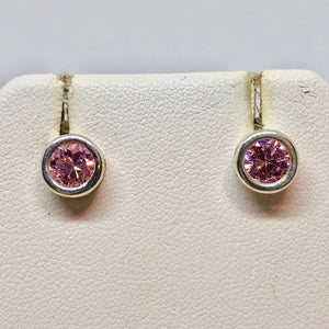 October! 7mm Pink Cubic Zirconia & Sterling Silver Earrings 9780Jb - PremiumBead Alternate Image 5
