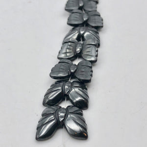 Iron Butterfly 2 Hand Carved Hematite Butterfly Beads | 21x18x5mm | Silver black - PremiumBead Alternate Image 7