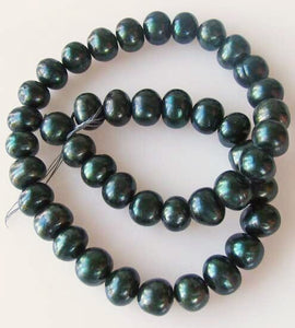7 Deep Emerald Green 10mm Green Freshwater Pearls Beads 9603 - PremiumBead Alternate Image 3
