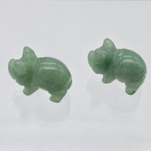 Load image into Gallery viewer, Oink 2 Carved Aventurine Pig Beads | 21x13x9.5mm | Green - PremiumBead Primary Image 1
