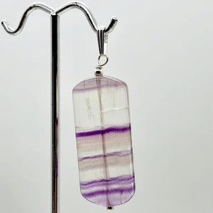 Striped Lavender Fluorite & Sterling Silver Pendant | 40x16x7mm |