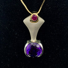 Load image into Gallery viewer, Amethyst Ruby Precious Stone Sterling Silver Pendant Necklace - PremiumBead Alternate Image 5
