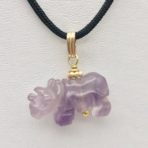 Amethyst Rhinoceros Pendant Necklace|Semi Precious Stone Jewelry|14k Pendant - PremiumBead Alternate Image 11
